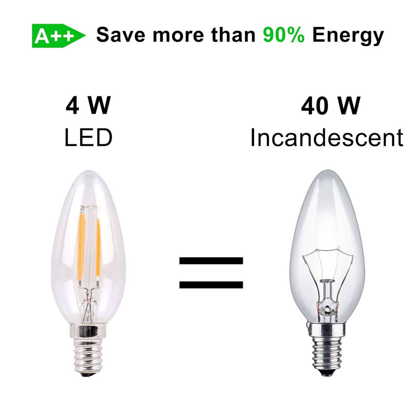 Metrix E14 LED 4W Filament 440 Lumen Bougie Blanc Chaud (Paquet de 10)